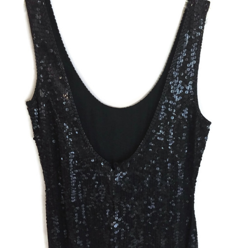 Knee Length Black Sequin Party Dress